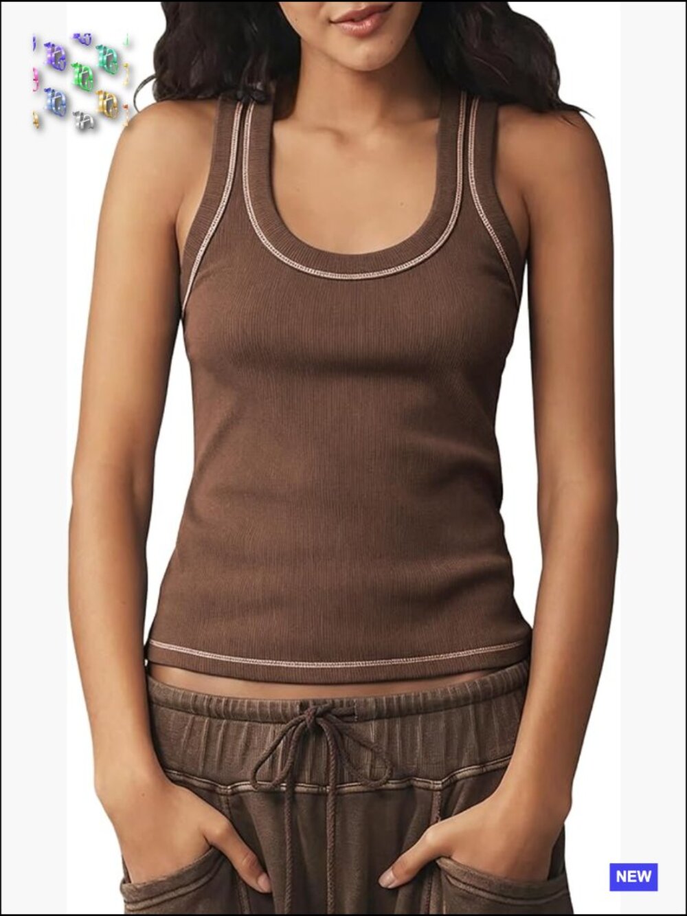 Ribbed Scoop Neck Tank Tops Sleeveless Summer Basic Cami Shirts Slim Fit Workout